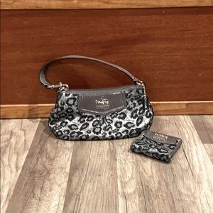 Ocelot Leopard Print Coach Purse w/Wallet